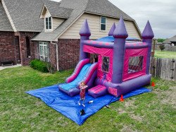 Bounceville20 2 1682385767 Pink Castle Bounce House with Slide (Dry Only)